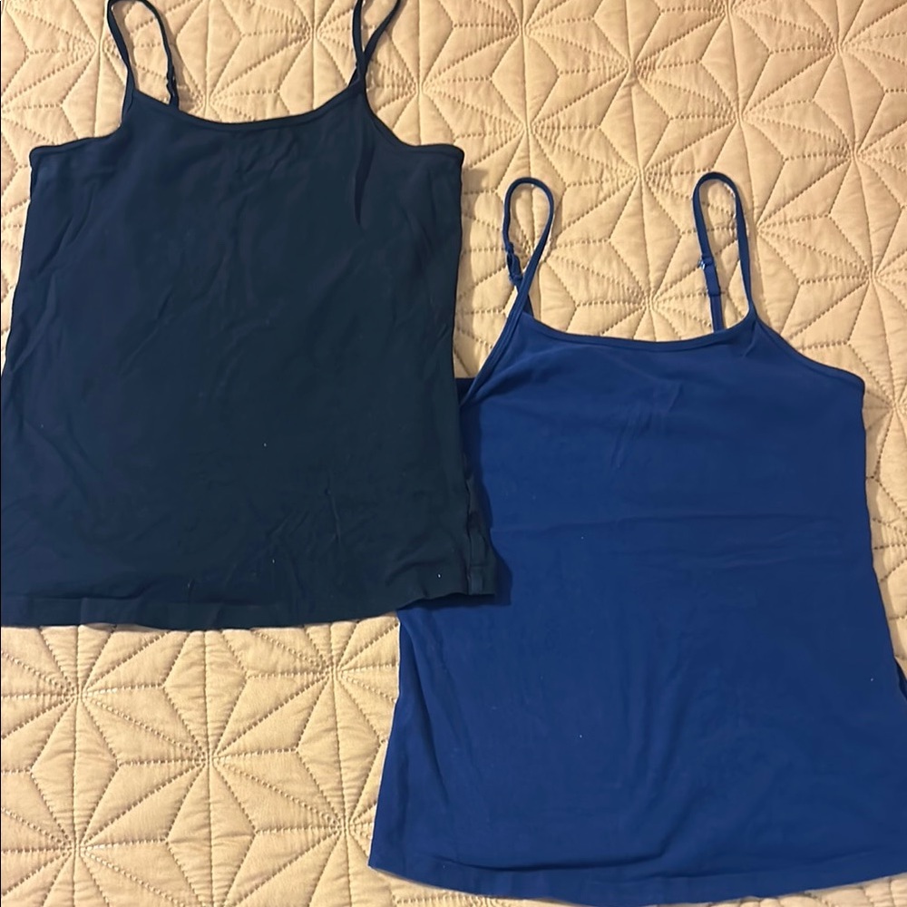Women's Blue and Black Camisole Tops